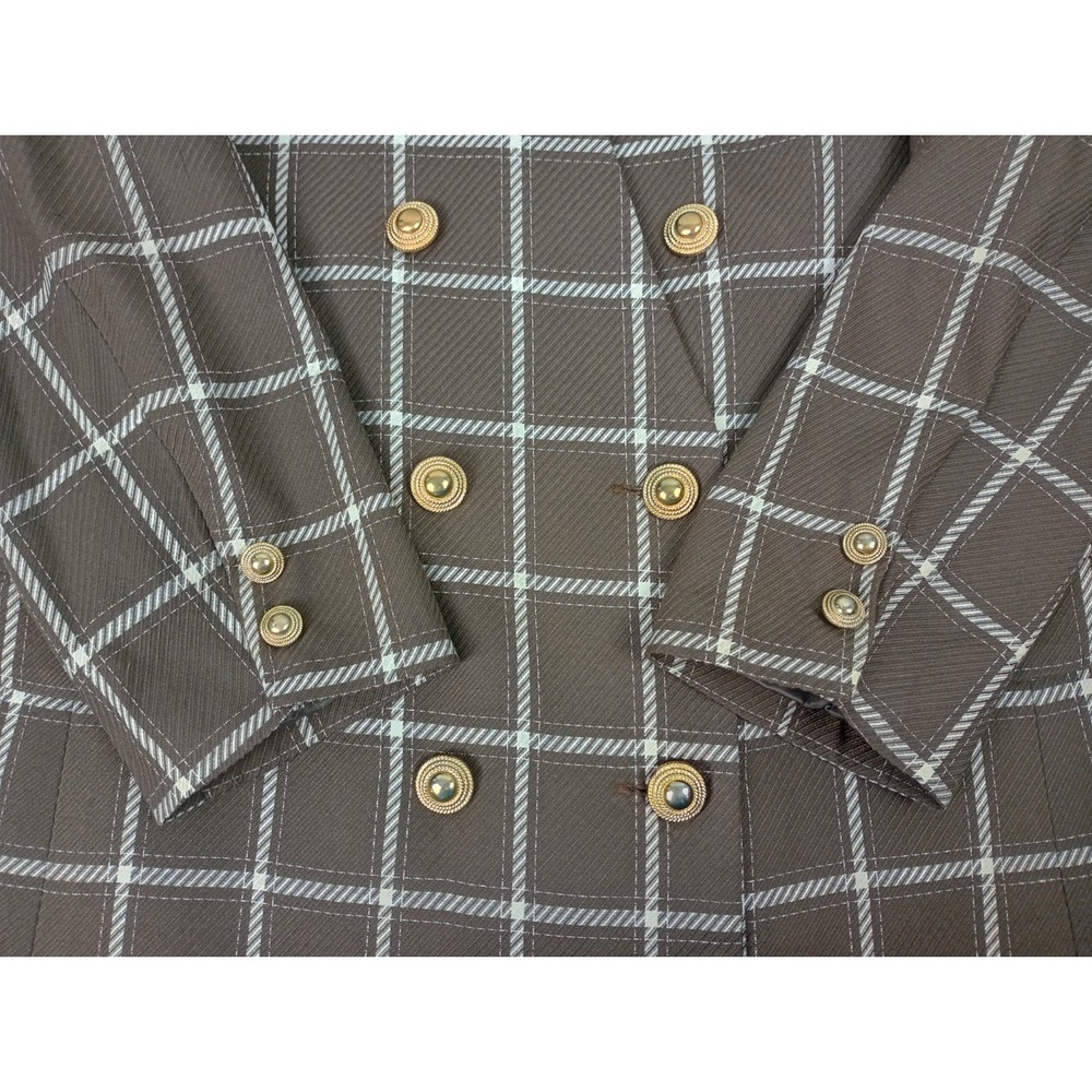 HBS LTD. Women's 14 Brown‎ White Plaid Blazer Jacket - Picture 4 of 13